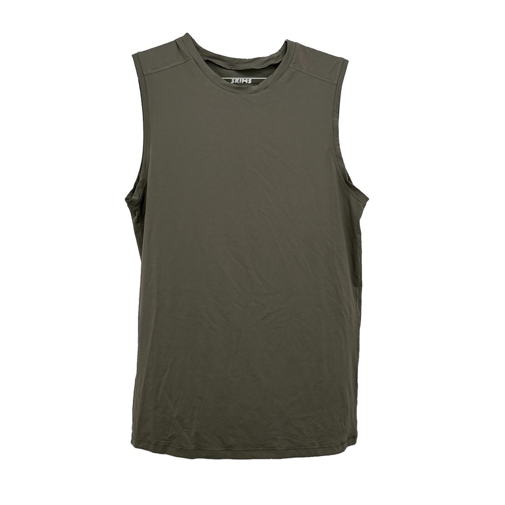 Skims Tank Top Soot Dark Gray Womens S Sleeveless Nylon Elastane Athletic Shirt